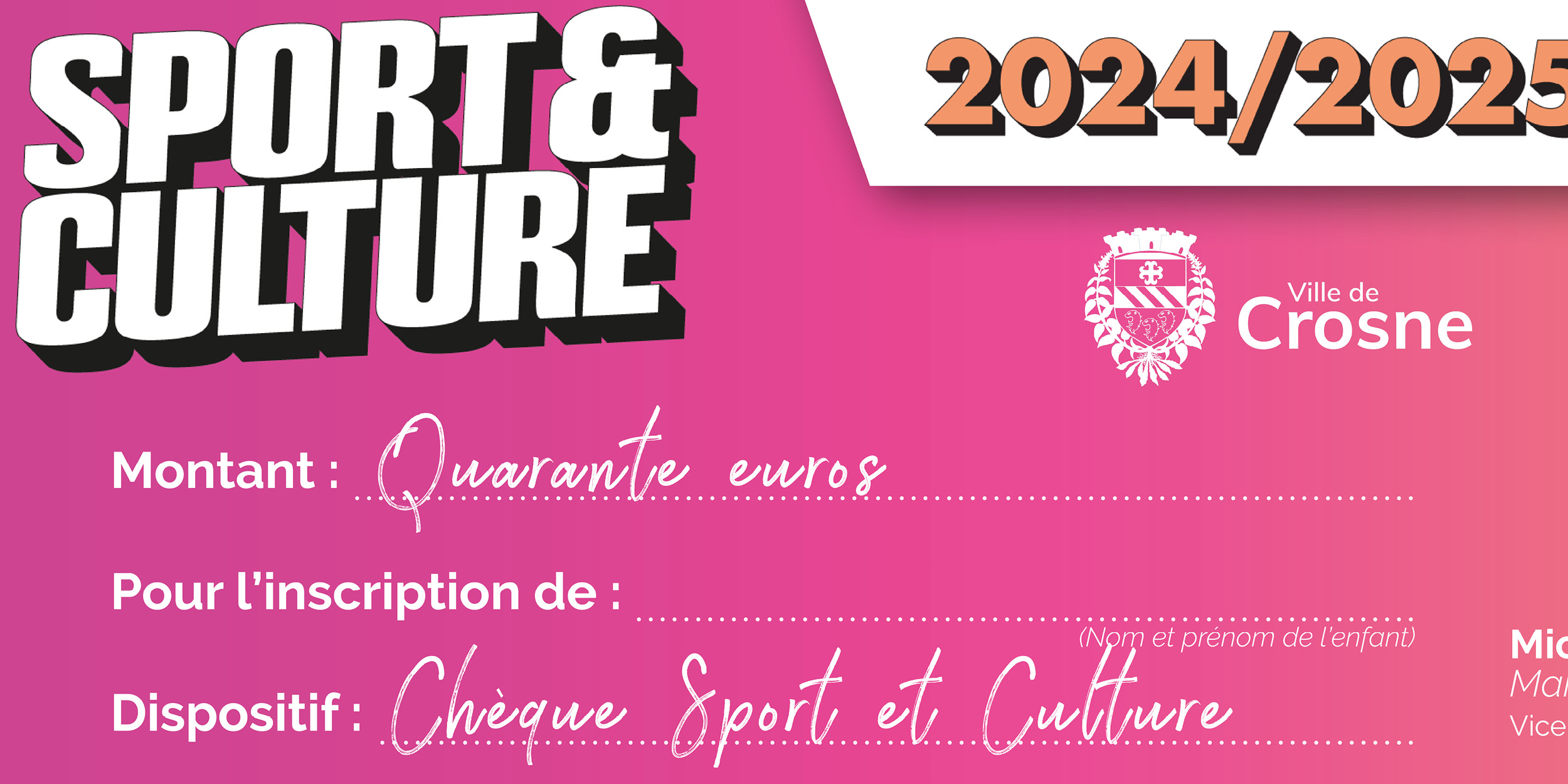 Le chèque sport et culture ?  Le coup de pouce de la rentrée !